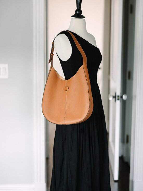 Tod's Handbags - Tod's Oboe Hobo Bag - Pebbled Tan Calfskin Leather